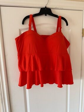Torrid red tiered tankini bathing suit top
